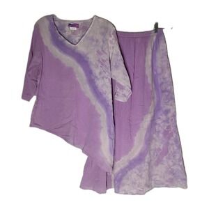 Vintage Carole Designs 2pc Womens Medium Asymmetrical Shirt & Dress Purple